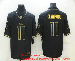 Men's Pittsburgh Steelers #11 Chase Claypool Black 100th Season Golden Edition Jersey