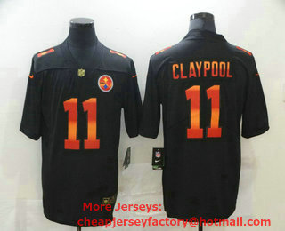 Men's Pittsburgh Steelers #11 Chase Claypool Black Red Orange Stripe Vapor Limited Nike NFL Jersey