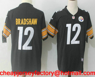 Men's Pittsburgh Steelers #12 Terry Bradshaw Black 2017 Vapor Untouchable Stitched NFL Nike Limited Jersey
