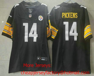 Men's Pittsburgh Steelers #14 George Pickens Black 2023 FUSE Vapor Untouchable Limited Stitched Jersey