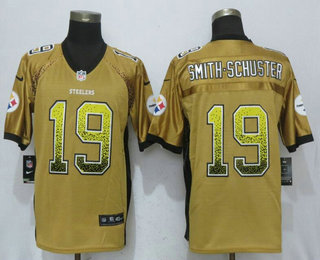 Men's Pittsburgh Steelers #19 JuJu Smith-Schuster Gold Drift Stitched NFL Nike Fashion Jersey