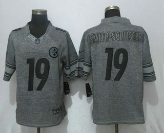 Men's Pittsburgh Steelers #19 JuJu Smith-Schuster Gray Gridiron Stitched NFL Nike Limited Jersey