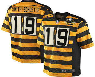 Men's Pittsburgh Steelers #19 JuJu Smith-Schuster Yellow Black Alternate Stitched NFL 80TH Throwback Elite Jersey