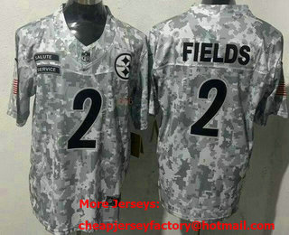 Men's Pittsburgh Steelers #2 Justin Fields Limited Arctic Camo 2024 Salute to Service Jersey