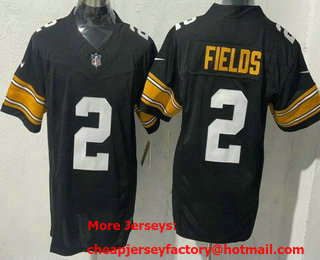 Men's Pittsburgh Steelers #2 Justin Fields Limited Black Alternate FUSE Vapor Jersey