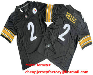 Men's Pittsburgh Steelers #2 Justin Fields Limited Black FUSE Vapor Jersey