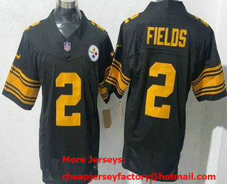 Men's Pittsburgh Steelers #2 Justin Fields Limited Black Throwback FUSE Vapor Jersey