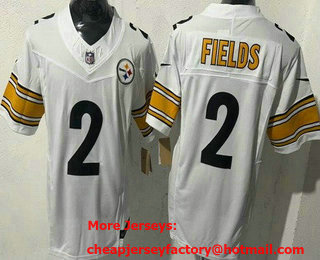 Men's Pittsburgh Steelers #2 Justin Fields Limited White FUSE Vapor Jersey