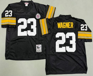 Men's Pittsburgh Steelers #23 Mike Wagner Black Throwback Jersey