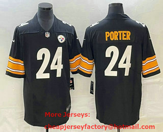 Men's Pittsburgh Steelers #24 Joey Porter Jr Black 2023 Vapor Untouchable Limited Stitched Jersey