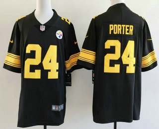 Men's Pittsburgh Steelers #24 Joey Porter Jr Black Throwback Vapor Jersey