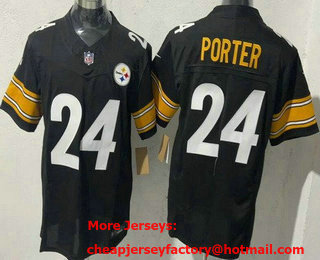 Men's Pittsburgh Steelers #24 Joey Porter Jr Limited Black FUSE Vapor Jersey