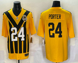 Men's Pittsburgh Steelers #24 Joey Porter Jr Limited Yellow Throwback Vapor Jersey