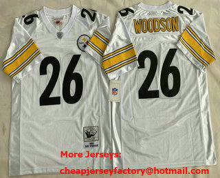 Men's Pittsburgh Steelers #26 Rod Woodson White 1994 Throwback Jersey