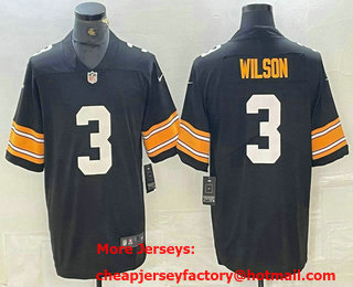 Men's Pittsburgh Steelers #3 Russell Wilson Black 2023 Vapor Limited Stitched Throwback Jersey