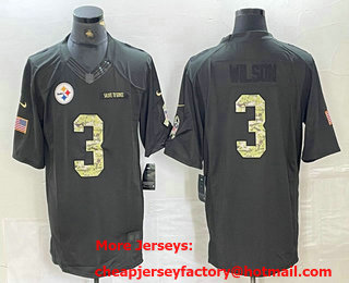 Men's Pittsburgh Steelers #3 Russell Wilson Black Anthracite 2016 Salute To Service Stitched NFL Nike Limited Jersey