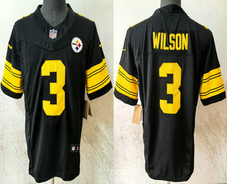 Men's Pittsburgh Steelers #3 Russell Wilson Limited FUSE Black Throwback Vapor Jersey