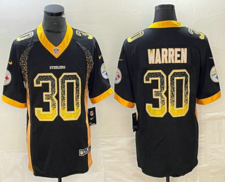 Men's Pittsburgh Steelers #30 Jaylen Warren Black 2018 Fashion Drift Color Rush Stitched NFL Nike Limited Jersey