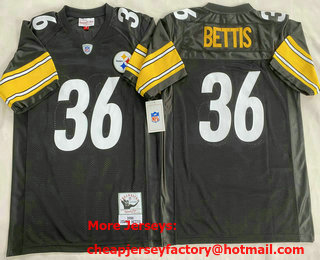 Men's Pittsburgh Steelers #36 Jerome Bettis Black 1996 Jersey