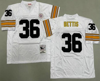 Men's Pittsburgh Steelers #36 Jerome Bettis White 1996 Throwback Jersey