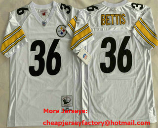 Men's Pittsburgh Steelers #36 Jerome Bettis White 1996 Jersey