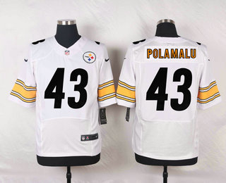 Men's Pittsburgh Steelers #43 Troy Polamalu White Retired Player NFL Nike Elite Jersey