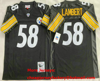 Men's Pittsburgh Steelers #58 Jack Lambert Black 1975 Throwback Jersey