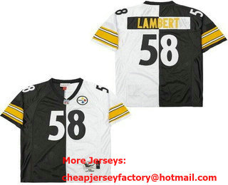 Men's Pittsburgh Steelers #58 Jack Lambert Black White Split 1975 Throwback Jersey