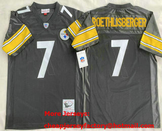 Men's Pittsburgh Steelers #7 Ben Roethlisberger Black Throwback Jersey