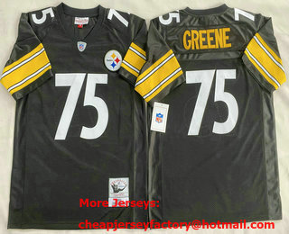 Men's Pittsburgh Steelers #75 Joe Greene Black 1975 Throwback Jersey