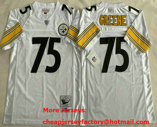 Men's Pittsburgh Steelers #75 Joe Greene White 1975 Throwback Jersey