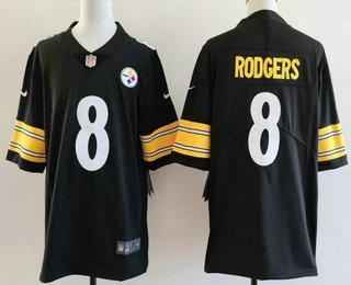 Men's Pittsburgh Steelers #8 Aaron Rodgers Limited Black Vapor Jersey