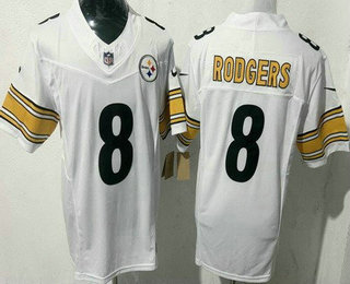 Men's Pittsburgh Steelers #8 Aaron Rodgers Limited White FUSE Vapor Jersey
