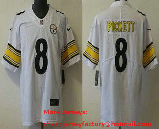 Men's Pittsburgh Steelers #8 Kenny Pickett 2022 White Vapor Untouchable Limited Stitched Jersey