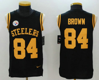 Men's Pittsburgh Steelers #84 Antonio Brown Black Color Rush 2017 Vest Stitched NFL Nike Tank Top Jersey