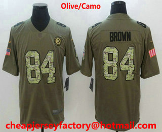 Men's Pittsburgh Steelers #84 Antonio Brown Olive With Camo 2017 Salute To Service Stitched NFL Nike Limited Jersey