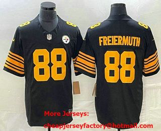 Men's Pittsburgh Steelers #88 Pat Freiermuth  Black Yellow FUSE Rush Color Limited Jersey
