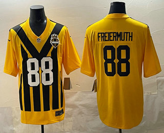 Men's Pittsburgh Steelers #88 Pat Freiermuth Limited Yellow Throwback Vapor Jersey