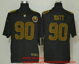 Men's Pittsburgh Steelers #90 T. J. Watt Black 2020 Nike Flocked Leopard Print Vapor Limited NFL Jersey