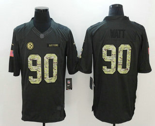 Men's Pittsburgh Steelers #90 T. J. Watt Black Anthracite 2016 Salute To Service Stitched NFL Nike Limited Jersey