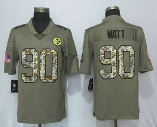 Men's Pittsburgh Steelers #90 T. J. Watt Olive With Camo 2017 Salute To Service Stitched NFL Nike Limited Jersey