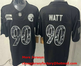 Men's Pittsburgh Steelers #90 TJ Watt Limited Black FUSE 2026 Salute To Service Jersey