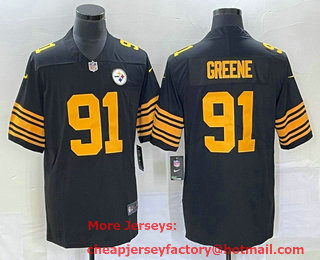 Men's Pittsburgh Steelers #91 Kevin Greene Black Color Rush Limited Stitched Jersey