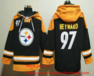 Men's Pittsburgh Steelers #97 Cameron Heyward Black Ageless Must Have Lace Up Pullover Hoodie