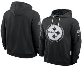 Men's Pittsburgh Steelers Black 2026 Salute to Service Sideline Pullover Hoodie