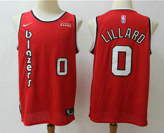 Men's Portland Trail Blazers #0 Damian Lillard NEW Red 2019-20 Hardwood Classics Nike Swingman Stitched NBA Jersey