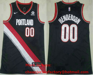Men's Portland Trail Blazers #00 Scoot Henderson Black 2023 Icon Edition Sponsor Stitched Basketball Jersey