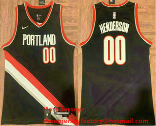 Men's Portland Trail Blazers #00 Scoot Henderson Black 2023 Icon Edition Stitched Basketball Jersey