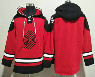 Men's Portland Trail Blazers Blank Red Ageless Must Have Lace Up Pullover Hoodie