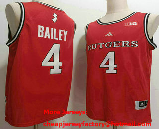 Men's Rutgers Scarlet Knights #4 Ace Bailey Red College Basketball Swingman Stitched Jersey
